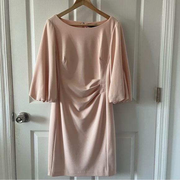 Lauren Ralph Lauren Dresses & Skirts - Lauren Ralph Lauren Midi Dress 3/4 Puff Sleeves Blush Pink Size 10